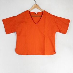 Marketplace Handwork Of India Sz Small Orange Linen Blend Boxy Boho Minimalist